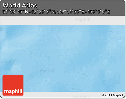 Physical 3D Map of the Area around 52° 6' 54" N, 149° 40' 30" E