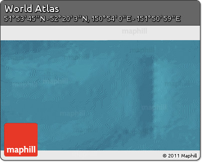 Satellite 3D Map of the Area around 52° 6' 54" N, 151° 22' 30" E