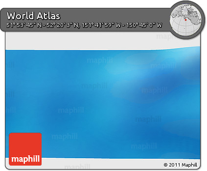 Shaded Relief 3D Map of the Area around 52° 6' 54" N, 151° 13' 29" W