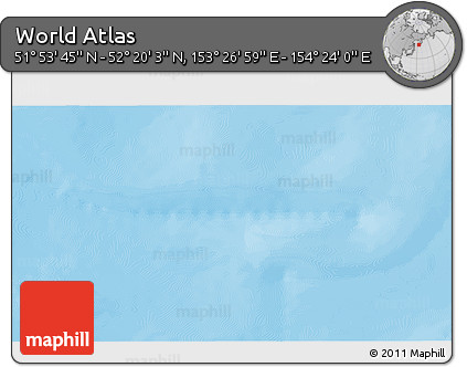 Physical 3D Map of the Area around 52° 6' 54" N, 153° 55' 30" E
