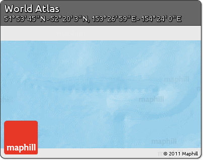 Physical 3D Map of the Area around 52° 6' 54" N, 153° 55' 30" E
