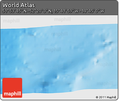 Shaded Relief 3D Map of the Area around 52° 6' 54" N, 15° 13' 29" W