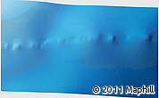 Physical 3D Map of the area around 52° 6' 54" N, 160° 43' 29" E