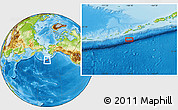 Physical Location Map of the area around 52° 6' 54" N, 168° 13' 29" W