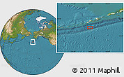 Satellite Location Map of the area around 52° 6' 54" N, 168° 13' 29" W