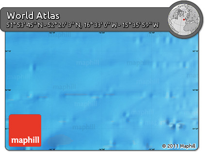 Physical Map of the Area around 52° 6' 54" N, 16° 4' 29" W