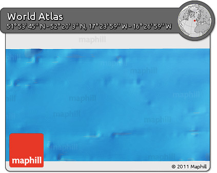 Physical 3D Map of the Area around 52° 6' 54" N, 16° 55' 29" W