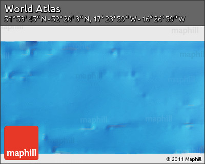 Physical 3D Map of the Area around 52° 6' 54" N, 16° 55' 29" W