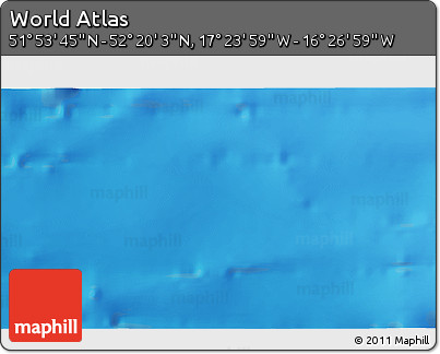 Physical 3D Map of the Area around 52° 6' 54" N, 16° 55' 29" W