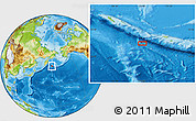 Physical Location Map of the area around 52° 6' 54" N, 170° 4' 29" E
