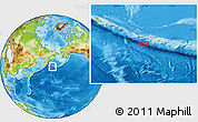 Physical Location Map of the area around 52° 6' 54" N, 171° 46' 30" E