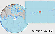 Gray Location Map of the area around 52° 6' 54" N, 174° 10' 30" W