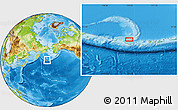 Physical Location Map of the area around 52° 6' 54" N, 179° 16' 30" E