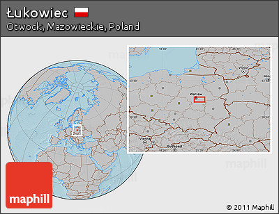 Gray Location Map of Łukowiec, hill shading