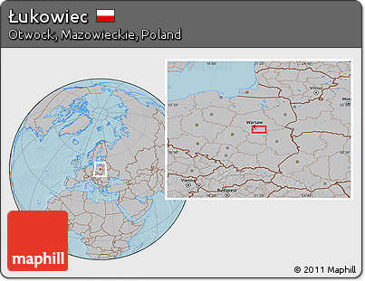 Gray Location Map of Łukowiec, hill shading