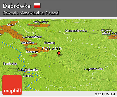 Physical Panoramic Map of Dąbrówka