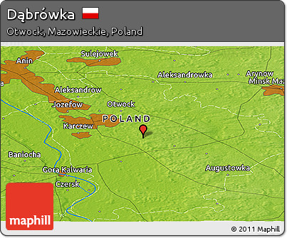 Physical Panoramic Map of Dąbrówka