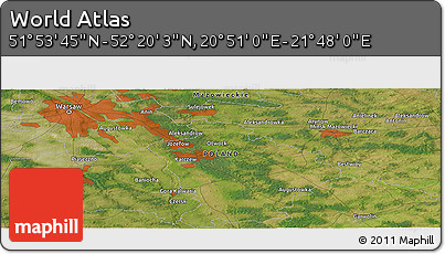 Satellite Panoramic Map of the Area around 52° 6' 54" N, 21° 19' 30" E