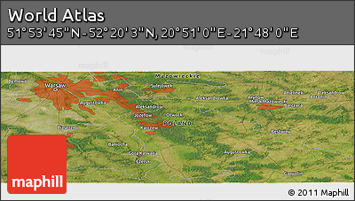Satellite Panoramic Map of the Area around 52° 6' 54" N, 21° 19' 30" E