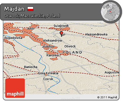 Shaded Relief Panoramic Map of Majdan
