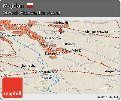 Shaded Relief Panoramic Map of Majdan