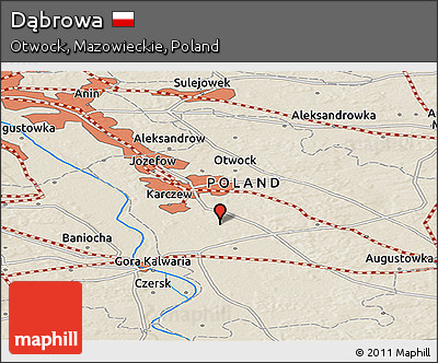 Shaded Relief Panoramic Map of Dąbrowa