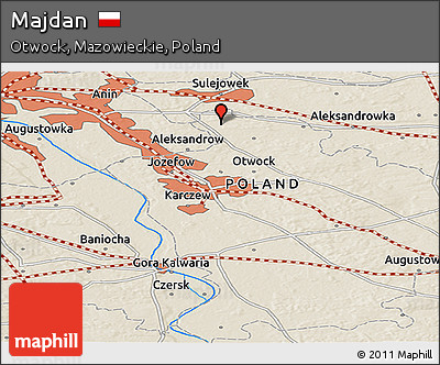 Shaded Relief Panoramic Map of Majdan