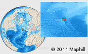 Shaded Relief Location Map of the area around 52° 6' 54" N, 21° 10' 29" W