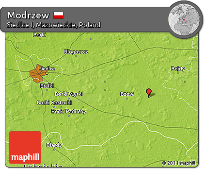Physical 3D Map of Modrzew