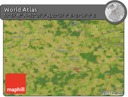 Satellite Map of the Area around 52° 6' 54" N, 23° 1' 29" E