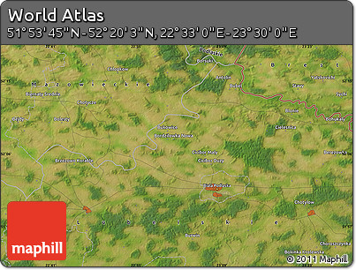 Satellite Map of the Area around 52° 6' 54" N, 23° 1' 29" E