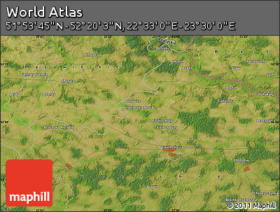 Satellite Map of the Area around 52° 6' 54" N, 23° 1' 29" E