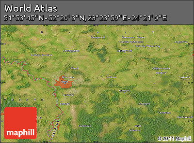 Satellite Map of the Area around 52° 6' 54" N, 23° 52' 30" E