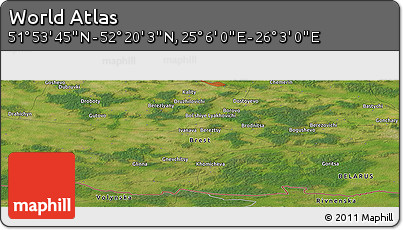 Satellite Panoramic Map of the Area around 52° 6' 54" N, 25° 34' 30" E