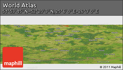 Satellite Panoramic Map of the Area around 52° 6' 54" N, 25° 34' 30" E