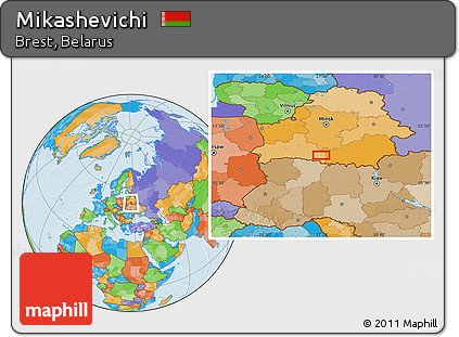 Political Location Map of Mikashevichi