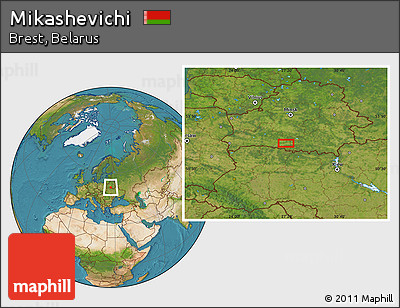 Satellite Location Map of Mikashevichi