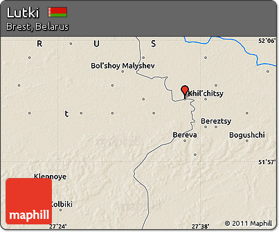 Shaded Relief Map of Lutki