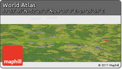 Satellite Panoramic Map of the Area around 52° 6' 54" N, 28° 58' 30" E