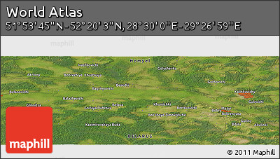Satellite Panoramic Map of the Area around 52° 6' 54" N, 28° 58' 30" E