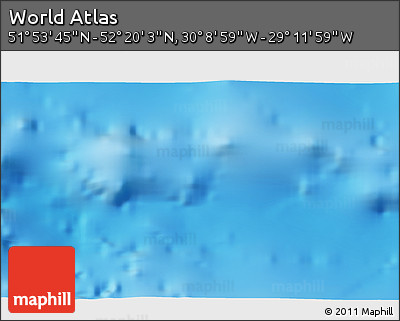Physical 3D Map of the Area around 52° 6' 54" N, 29° 40' 29" W