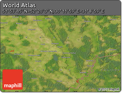 Satellite Map of the Area around 52° 6' 54" N, 30° 40' 29" E