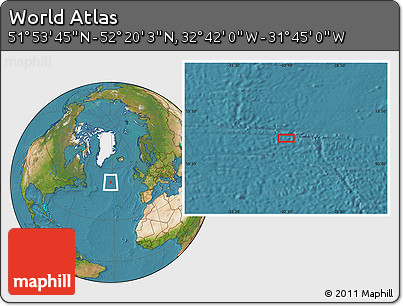 Satellite Location Map of the Area around 52° 6' 54" N, 32° 13' 30" W