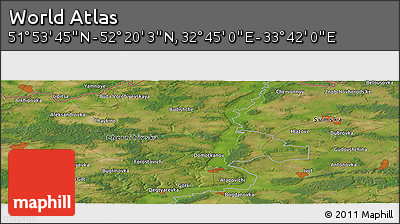 Satellite Panoramic Map of the Area around 52° 6' 54" N, 33° 13' 30" E