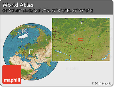 Satellite Location Map of the Area around 52° 6' 54" N, 37° 28' 30" E
