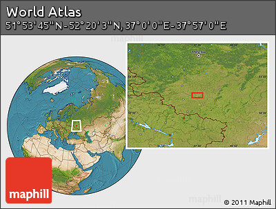 Satellite Location Map of the Area around 52° 6' 54" N, 37° 28' 30" E