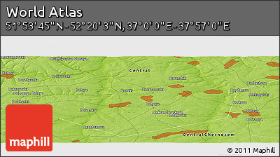 Physical Panoramic Map of the Area around 52° 6' 54" N, 37° 28' 30" E
