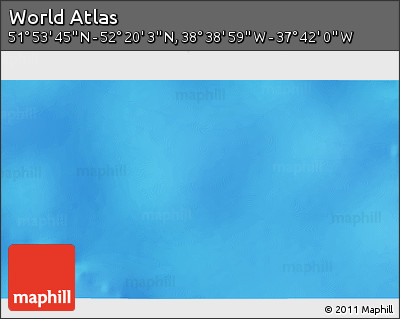 Physical 3D Map of the Area around 52° 6' 54" N, 38° 10' 29" W