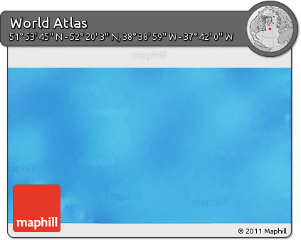 Shaded Relief 3D Map of the Area around 52° 6' 54" N, 38° 10' 29" W