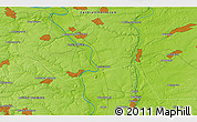 Physical 3D Map of the area around 52° 6' 54" N, 39° 10' 29" E